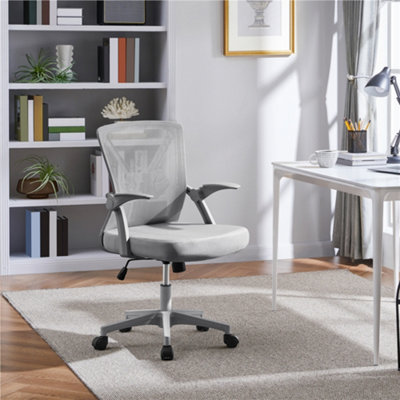 Yaheetech Mesh Office Chair With Flip-Up ArmrestsGrey from B&Q