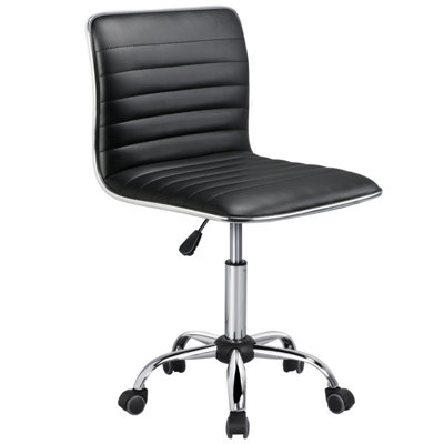 Yaheetech Pu Leather Armless Desk Chair For Home Office - Black