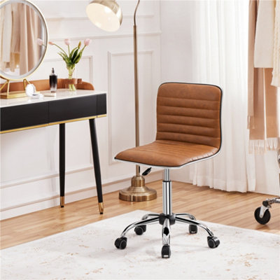 Yaheetech Pu Leather Armless Desk Chair For Home OfficeRetro Brown from B&Q