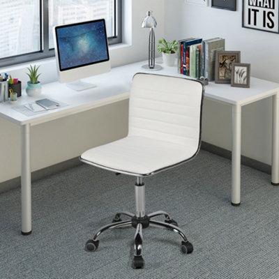 Yaheetech Pu Leather Armless Desk Chair For Home OfficeWhite