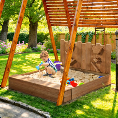 Yaheetech Kids Sandbox With Funnel For Kids Ages 3-8Dark Brown from B&Q
