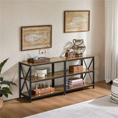 Yaheetech 3-Layer Shelved Tv Stand Up To 65 Inch Rustic Brown from B&Q