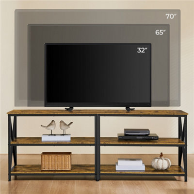 Yaheetech 3-Layer Shelved Tv Stand Up To 70 Inch Rustic Brown from B&Q