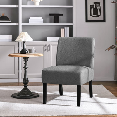 Yaheetech Upholstered Accent Chair With Rubberwood LegsGrey from B&Q