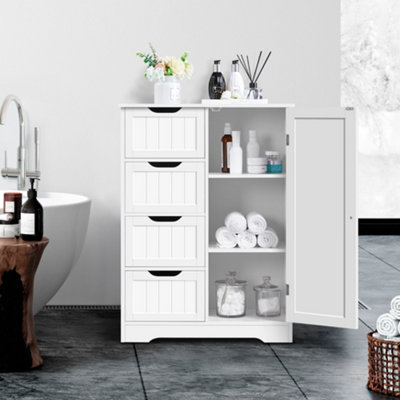 Yaheetech Free-Standing Bathroom Storage Cabinet With Drawers And ShelvesWhite from B&Q