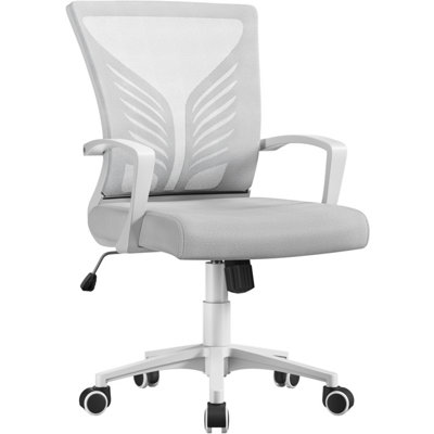 Yaheetech Adjustable Swivel Office Chair With Lumbar SupportLight Grey from B&Q
