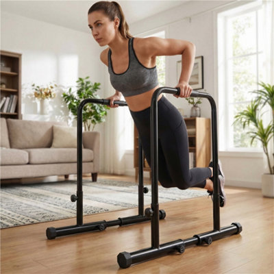 Yaheetech Black Adjustable Dip Bar Stand For Tricep Dips from B&Q