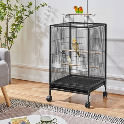 Yaheetech Black Wrought Iron Bird Cage With Rolling Stand from B&Q