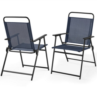 Yaheetech Navy Blue Set Of 2 Outdoor Texteline Foldable Dining Chairs With Backrest And Armrests from B&Q