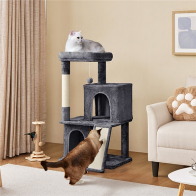 Yaheetech Dark Grey Multilevel Cat Tower With Double Condos And Scratching Posts from B&Q