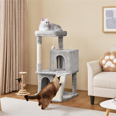 Yaheetech Light Grey Multilevel Cat Tower With Double Condos And Scratching Posts from B&Q