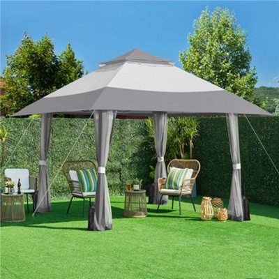 Yaheetech Light Grey/dark Grey Pop-Up Gazebo Tent With Adjustable Height And Sandbags from B&Q