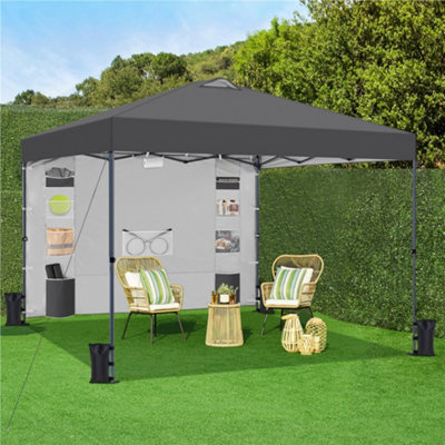 Yaheetech Dark Grey Pop-Up Canopy With One-Push-To-Lock Setup Mechanism And Sandbags from B&Q