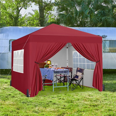 Yaheetech 3Mx3M Adjustable Pop Up Canopy Tent With 4 Sidewalls And Roller BagRed from B&Q