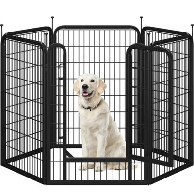 Yaheetech Black Metal Foldable 6-Panel Dog Playpen With Door from B&Q