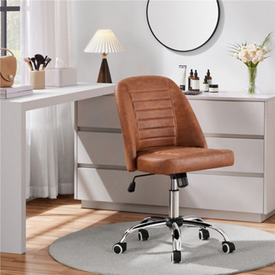 Yaheetech Brown Swivel Office Desk Chair With Adjustable Height - Retro