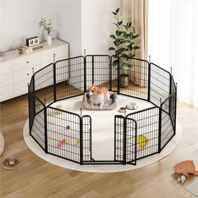 Yaheetech Black 8-Piece 80Cm Tall Foldable Dog Playpen Panels With Door from B&Q