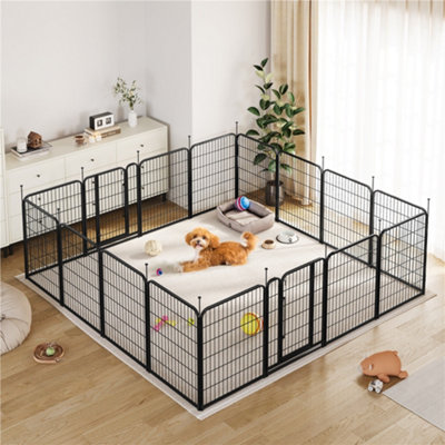 Yaheetech Black 6-Panel Foldable Metal Dog Playpen With Door from B&Q