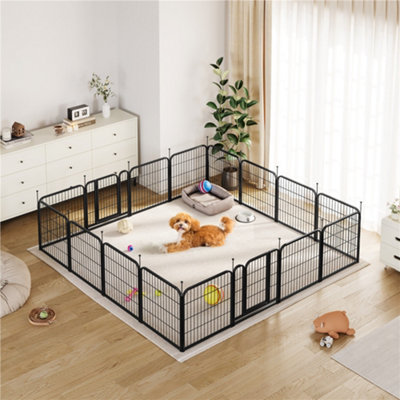 Yaheetech Black 60Cm Tall 8 Pieces Foldable Dog Playpen Panels With Door from B&Q