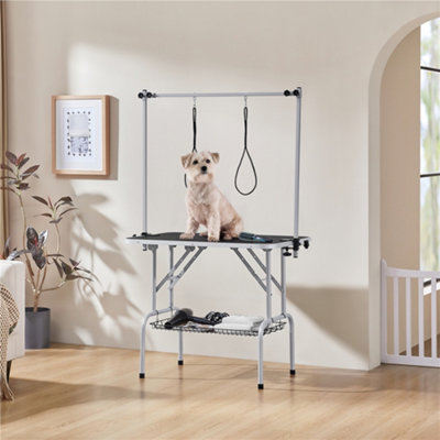 Yaheetech Black Adjustable Pet Grooming Table With Loop And Folding Legs from B&Q