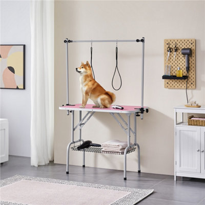 Yaheetech Pink Adjustable Pet Grooming Table With Loop And Folding Legs from B&Q