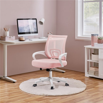 Yaheetech Ergonomic Mesh Office Chair With Rolling CastersPink from B&Q