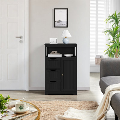 Yaheetech Black Freestanding Bathroom Floor Cabinet With Drawers from B&Q