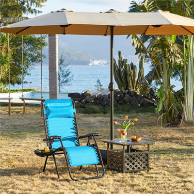 Yaheetech Light Blue Set Of 2 Outdoor Zero Gravity Chair With Cupholder And Pillow from B&Q