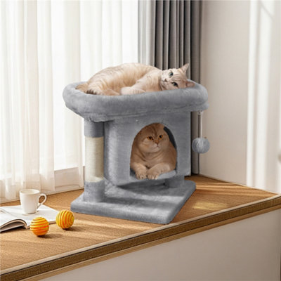 Yaheetech Light Grey 2 Level Multifunctional Cat Tree With Condo And Scratch Posts from B&Q