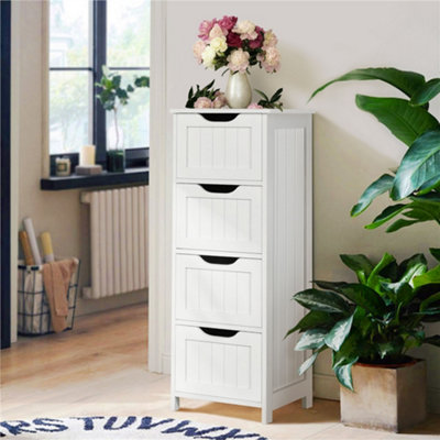 Yaheetech White Freestanding Bathroom Floor Cabinet With 4 Drawers from B&Q