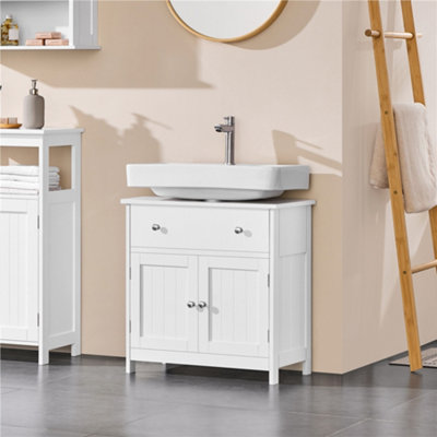 Yaheetech White Modern Floor Standing Sink Storage Cabinet With 2 Doors from B&Q