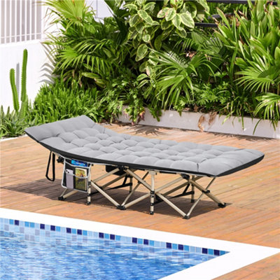 Yaheetech Black/grey Portable Folding Camping Cot With Mat And Carry Bag from B&Q