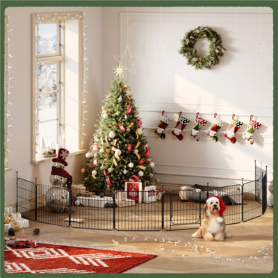 Yaheetech Black 50 Cm Tall 8-Panel Foldable Dog Playpen Panels With Door from B&Q