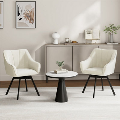 Yaheetech Set Of 2 Swivel Dining Chairs With Armrests And BackrestBeige from B&Q