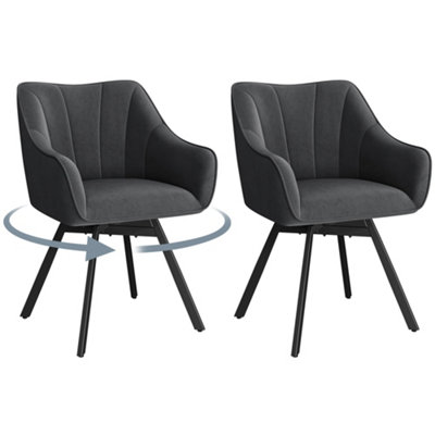 Yaheetech Set Of 2 Swivel Dining Chairs With Armrests And BackrestDark Grey from B&Q