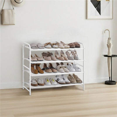 Yaheetech White 4 Tier Expandable Iron Mesh Wire Shoe Rack For Hallway from B&Q
