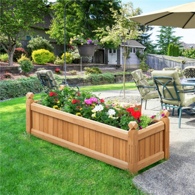 Yaheetech Light Brown Wooden Rectangular Garden Planter For Yard Home Vegetable from B&Q