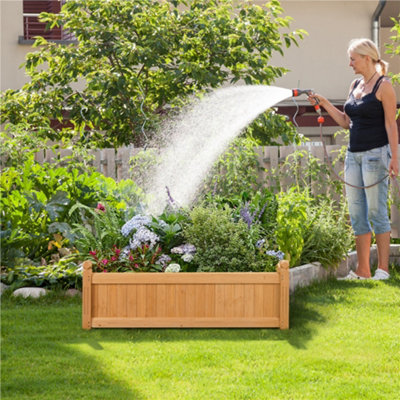 Yaheetech Light Brown Raised Wooden Rectangular Garden Planter For Yard Home Vegetable from B&Q