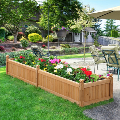Yaheetech Light Brown Wooden Rectangular Garden Planter For Yard Home Vegetable from B&Q