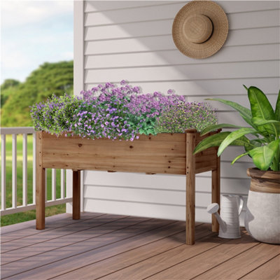 Yaheetech Dark Brown Fir Wood Raised Garden Bed Planter With Waist-High Grow Box from B&Q