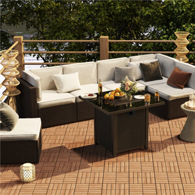 Yaheetech Interlocking Acacia Wood Deck TilesWaterproof Flooring For Outdoor And IndoorSet Of 27Wood from B&Q