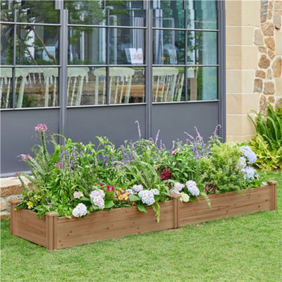 Yaheetech Dark Brown Divisible Wooden Raised Garden Bed For Yard Greenhouse from B&Q