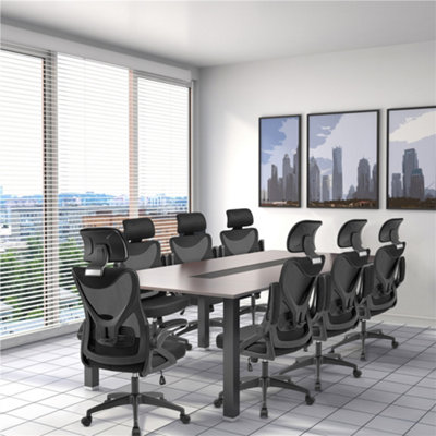 Yaheetech High Back Mesh Office Chair With Flip-Up Armrests And Adjustable HeadrestSet Of 2Black from B&Q