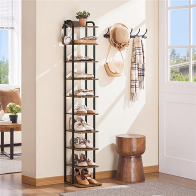Yaheetech 10-Tier Rustic Shoe Rack Slim Freestanding Shoe Organizer For EntrywayRustic Brown from B&Q