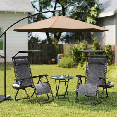 Yaheetech Foldable Outdoor Zero Gravity Chair With Sunshade And PillowGrey from B&Q