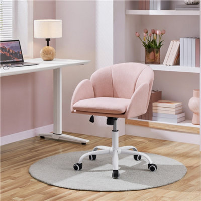 Yaheetech Modern Swivel Rolling Desk Chair With Armrests And Adjustable Seat HeightLight Pink from B&Q