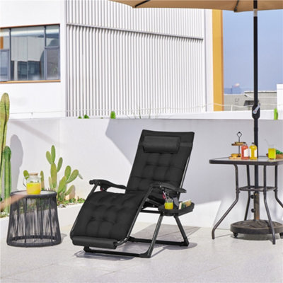 Yaheetech Folding Zero Gravity Recliner With Padded Mattress And HeadrestBlack from B&Q