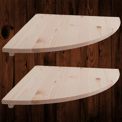 Woodeedoo Triangle Pine Corner Shelf Set Of 2 With Visible Supports Wall Mounted Storage Ledge 40 X 40 X 1.4 Cm from B&Q