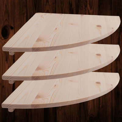 Woodeedoo Triangle Wooden Corner Shelves Pack Of 3 With Visible Supports Wall Mounted Storage Unit 40 X 40 X 1.4 Cm from B&Q