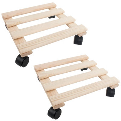 Woodeedoo Set Of 2 Decorative Wooden Plant Pot Trolleys Indoor Planter Movers Unfinished To Decorate With Wheels 30X30X7Cm from B&Q